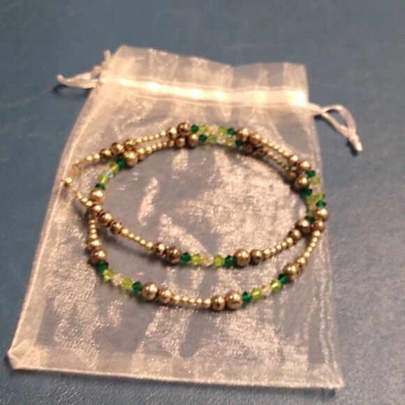 Chic Green and Silver marked 925 on Hook Beaded Choker Necklace - Picture 4 of 5